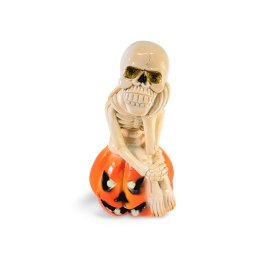 Szkielet siedzący na dyni lampion , halloween